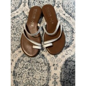 Italian Shoemakers Slide Sandals Size 10 White Rhinestone Embellished Straps